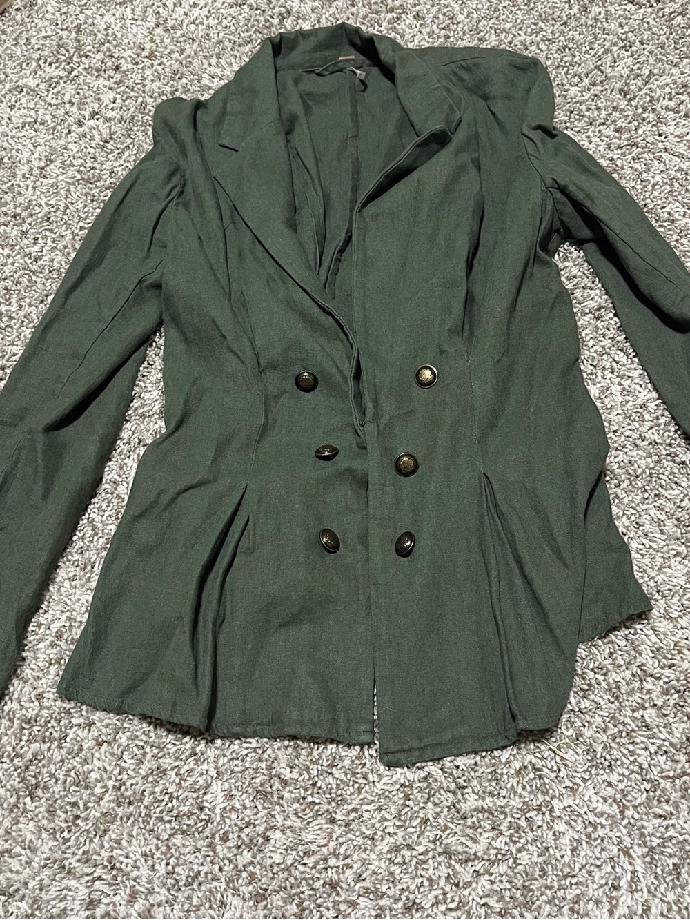 Free People Olive Green Double-Breasted Blazer